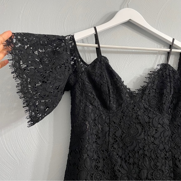 Bardot Karlie Lace Off-The-Shoulder Dress knee length black size Medium cocktail - Picture 8 of 16